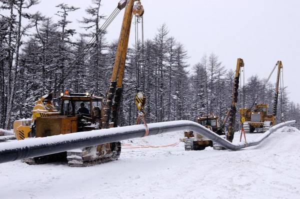 Work on a gas pipeline. Siberia 