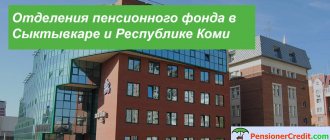 Расположение филиалов ПФ в Сыктывкаре и Республике Коми