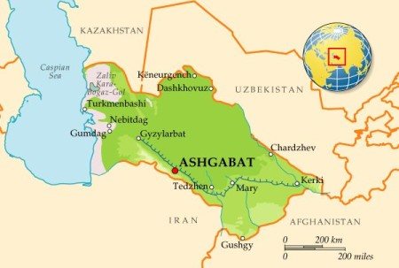 Туркменистан на карте