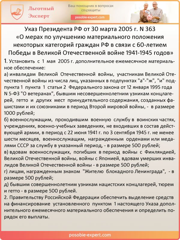 Указ Президента РФ от 30 марта 2005 г. N 363